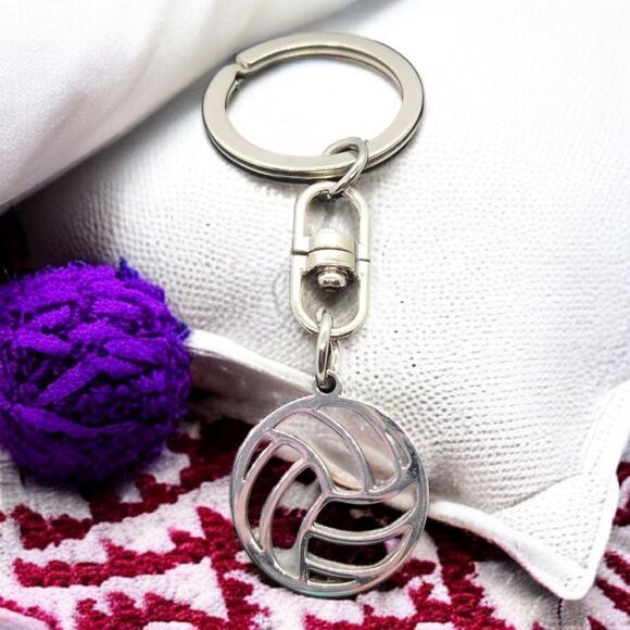 Volleyball 🏐 Silver Stainless Steel Keychain Key Ring Chain Clip Summer Olympic - Picture 6 of 8
